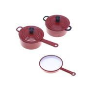 Pocoiau 3 Multicolor Miniature Enameled Cookware Set for Children ' s Pretend Play and Doll Kitchen Accessories Role Playing Kitchenware for Kids