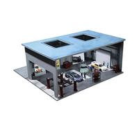 Pocoiau 3D Structured Garage Model Display for 1/64 Scale Diecast Cars LED Illuminations and PVC Materials Ornament LED Display Case