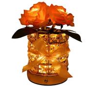 Pocoiau Beautiful Rose Lamp 3 Color and Simple Control for Interior Decoration Bedlight Rechargeable Cordless Touch Table Rose