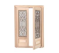 Pocoiau Classical 1/12 Dollhouses Miniature Double Screen Door Unpainted Furniture Figurine For Living Room Settings Miniature Furniture