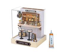 Pocoiau Do It Yourself Atelier Dollhouses, LED Light Up Coffee Shop, Fun Crafting Model 3D Shop Model Atelier Insert Dollhouses with Lights