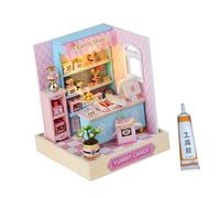 Pocoiau Do It Yourself Atelier Dollhouses, LED Light Up Coffee Shop, Fun Crafting Model 3D Shop Model Atelier Insert Dollhouses with Lights