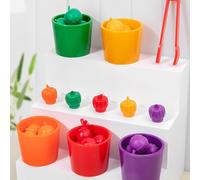 Pocoiau Early Education Sorting Cup Clamp Toy With Fruits Vegetables Figure For Fine Motor Development And Cognitive Skill Color Sorting Toy For Toddler