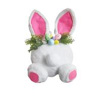 Pocoiau Easter Tree Toppers Featuring Large Rabbits Ears and Decorated Eggs Elastic Band for Secure Hanging Soft Velvety Fabric 28x20cm Dimensions Ideal for Festive Decor Hanging Decor