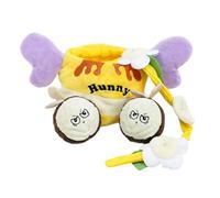 Pocoiau Easyly to Clean Plush Interactively Toy Honeys Pots with Squeaker for Dog Enrichment Bites Resistant Sound Emitting