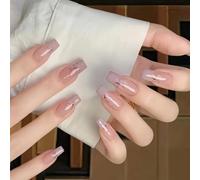 Pocoiau false nails, 24x French Tip Press on Nails Long Ballerinas Full Covers Stick on Nails Simple Acrylic Nails Butterfly False Nails