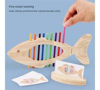 Pocoiau Fine Motor Training Wooden Fishbone Toy With Color Recognition Activity For Preschool Learning And Play Wooden Educational Boys Girls