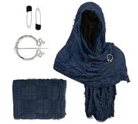 Pocoiau Halloween Cloak Shawl Breathable Distressed Design Wizard Scarf With Brooch Historical Reenactment Dressingup Props Medieval Cloak