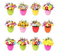 Pocoiau Kids Button Felt Bouquet Art Crafting Project Kits for School Children Art Class Teaching Props Gift Flowers Flower Crown Kit Bulk Wall Decor for Decoration for