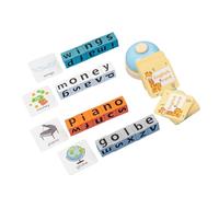 Pocoiau Kids Work Spelling Block Learning Toy Matching Game with FlashCards Safe Family Board Puzzle Educational Toy Kids English Card-based Word Building Battle Set