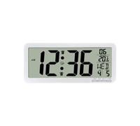 Pocoiau Large LCD Screen Digital Wall Clock with Indoor Temperature Display 2 Alarms Snooze Function and Bracket Home Decors Home Bedroom Clock
