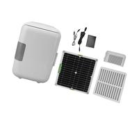 Pocoiau Mini Fridge, Upgrades Solar Powered Portable Refrigerator Compact Solar Refrigerator Monocrystalline Solar Panel Fridge for Camping