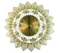 Pocoiau Modern Large Wall Clock Noiseless Movement with Metal Leaves Design Round Arabic Numerals for Interior Decoration Quiet Wall
