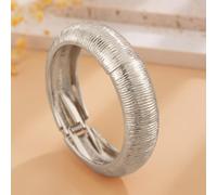 Pocoiau Oversized Pearls Accent Curved Metal Striped Texture Spring Closure Adjustable Wrist Jewelry Bold Pearls Statement Jewelry