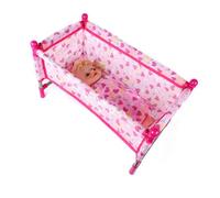 Pocoiau Portable Foldable Designs Crib Bed Dollhouses Accessory for 9 Reborns Dolls with Sturdy Frame and Soft Bedding Reborns Dolls Crib