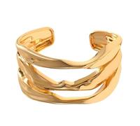 Pocoiau Process Gold Plated Textured Open Adjustable for Comfort Fit Sustainable Fashion Jewelry Accessory Casual Wear