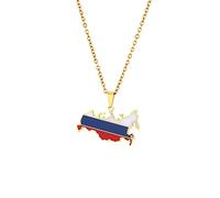 Pocoiau Russia Map Necklaces Pendant Necklaces Russia Flag Necklaces Russian Jewelry Chain Necklaces Stainless Steel