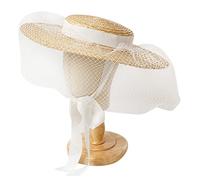 Pocoiau Straw-Woven Fascinator for Sun for Radiation Decorated with Grenadine Adjustable Strap for Unisex Girls