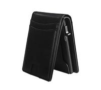 Pocoiau Thin Leather Wallet for Men Featuring Swiping Shielding and Closure Card Holder Quick Access Card Slot Genuine Leather Wallet