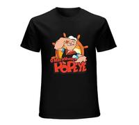 pocos Men's Popeye The Sailor Man O Marinheiro Popeye Logo Tee Top T Shirt Black L