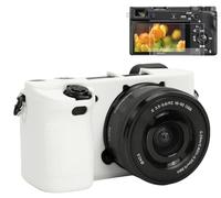 Pocoukate Case for Sony Alpha A6400, A6300, A6100 Camera, Soft Silicone Protective Cover Skin with Screen Protector Accessories for Sony Alpha A6400/6300/6100 Digital Camera Silicone Case - White