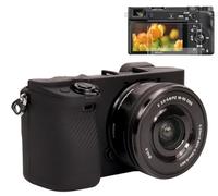 Pocoukate Case for Sony Alpha A6400, A6300, Camera, Soft Silicone Protective Cover Skin with Screen Protector Accessories for Sony Alpha A6400 / 6300 Digital Camera Silicone Cas - Black