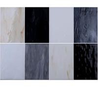 Pocoukate Stained Glass Sheets 8 pcs Variety Stained Glass kit 4 x 6 inch Large Cathedral Glass Mosaic Tiles for Crafts, Stained Glass Supplies (Black & White Series)