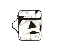 POCUK Black and White Marble Texture Bible Storage Bag Carrying Book Case Church Bag Bible Protective with Handle
