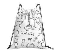 POCUK Chemistry Print Drawstring Backpack Outdoor Portable Backpack Simple Casual Travel Beach School Bag