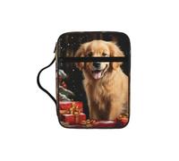 POCUK Christmas Golden Retriever Bible Storage Bag Carrying Book Case Church Bag Bible Protective with Handle