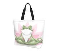 POCUK Cute Funny Frog Doing Yoga Shoulder Bag Large Capacity Handheld Storage Bag