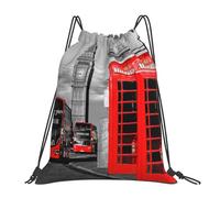 POCUK England Uk London Telephone Drawstring Backpack Outdoor Portable Backpack Simple Casual Travel Beach School Bag