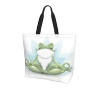 POCUK Funny Yoga Frog Shoulder Bag Large Capacity Handheld Storage Bag