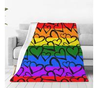 POCUK Gay Pride Rainbow Pattern Multi Size Ultra Soft Flannel Blanket (Vertical Style) Cosy Warm Family Home Decor