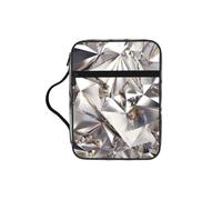 POCUK Glitter Abstract Diamond Crystal Pattern Bible Storage Bag Carrying Book Case Church Bag Bible Protective with Handle