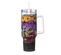 POCUK Graffiti Hip Hop 40oz Ice Bully with Handle Reusable Insulated Cup for Cold and Hot Drinks