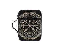 POCUK Magical Design Norse Runes Compass Bible Storage Bag Carrying Book Case Church Bag Bible Protective with Handle