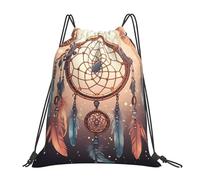 POCUK Native American Dream Catcher Drawstring Backpack Outdoor Portable Backpack Simple Casual Travel Beach School Bag