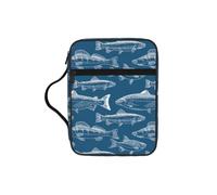 POCUK Ocean Fishes Bible Storage Bag Carrying Book Case Church Bag Bible Protective with Handle