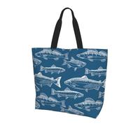 POCUK Ocean Fishes Shoulder Bag Large Capacity Handheld Storage Bag