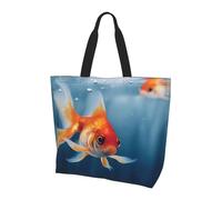 POCUK Small Goldfish Swimming In The Water Shoulder Bag Large Capacity Handheld Storage Bag