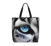 POCUK Snow Leopard Eye Tote Bags Cute One-Shoulder Multi Purpose Tote Storage Bag