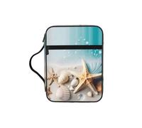 POCUK Starfish and Seashell Bible Storage Bag Carrying Book Case Church Bag Bible Protective with Handle