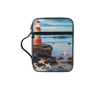 POCUK Starfish Lighthouse Beach Bible Storage Bag Carrying Book Case Church Bag Bible Protective with Handle