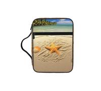 POCUK Starfish with Palm Trees Bible Storage Bag Carrying Book Case Church Bag Bible Protective with Handle