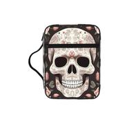 POCUK Sugar Skull Skeleton Bible Storage Bag Carrying Book Case Church Bag Bible Protective with Handle