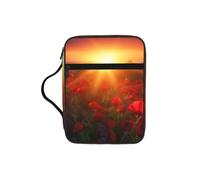 POCUK Sunrise Red Flowers Bible Storage Bag Carrying Book Case Church Bag Bible Protective with Handle