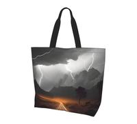 POCUK Thunder Landscape Shoulder Bag Large Capacity Handheld Storage Bag