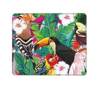 POCUK Tropical Birds And Plant Leaf Mouse Pad Office Desk Mat Writing Mat With Lock Edge Gaming Mouse Pad