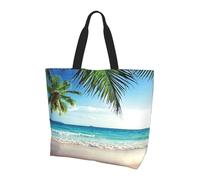POCUK Tropical Palm Tree Hawaii Beach Shoulder Bag Large Capacity Handheld Storage Bag